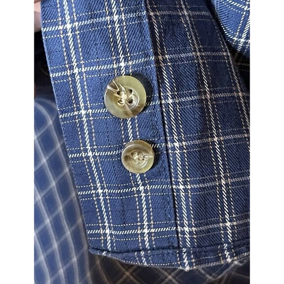 LL Bean Mens Large Regular Wrinkle Free Blue Plaid Long Sleeve Button Up Shirt - Picture 5 of 6